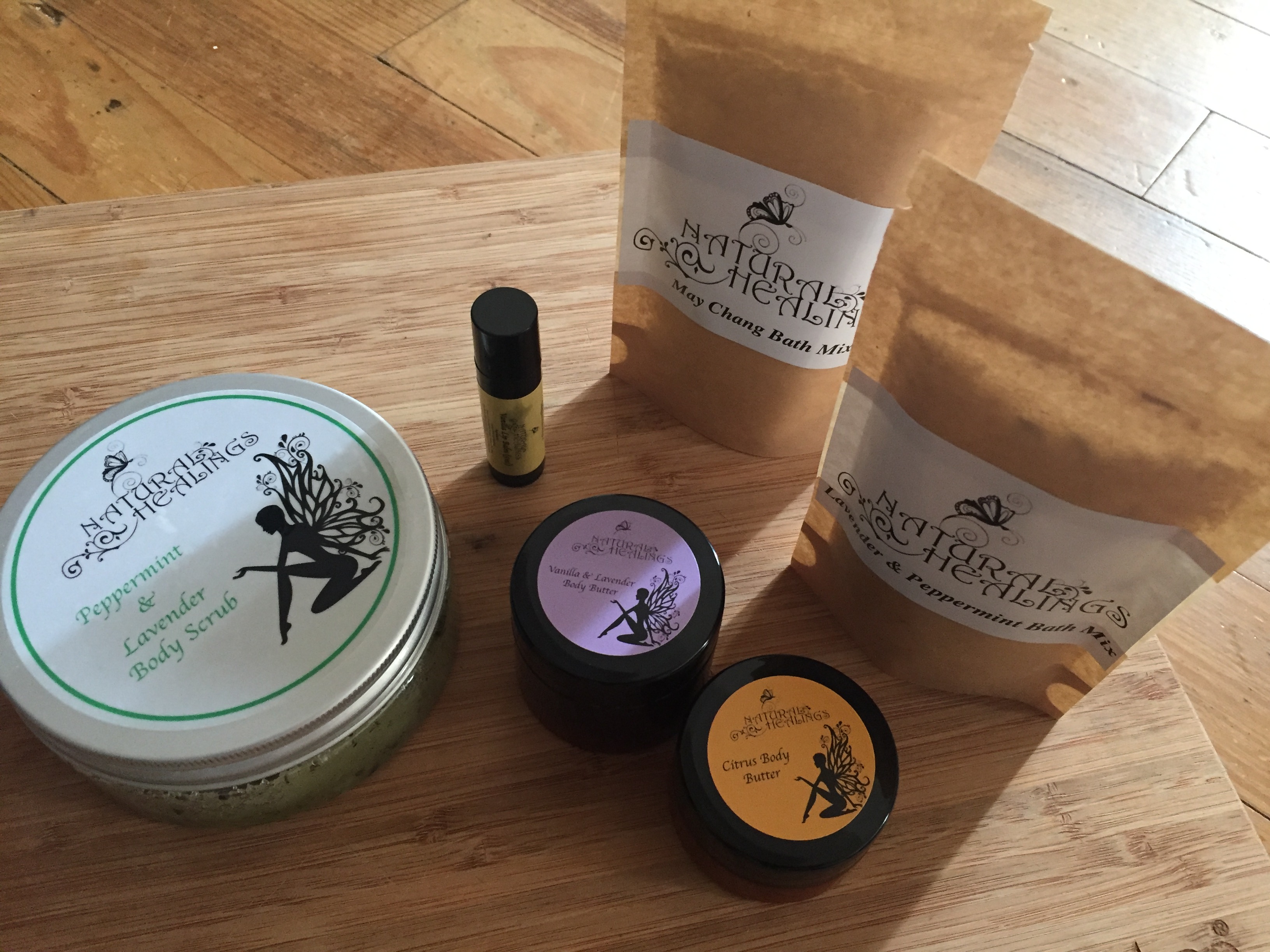 natural healing items placed on a board for natural beauty faves blog post