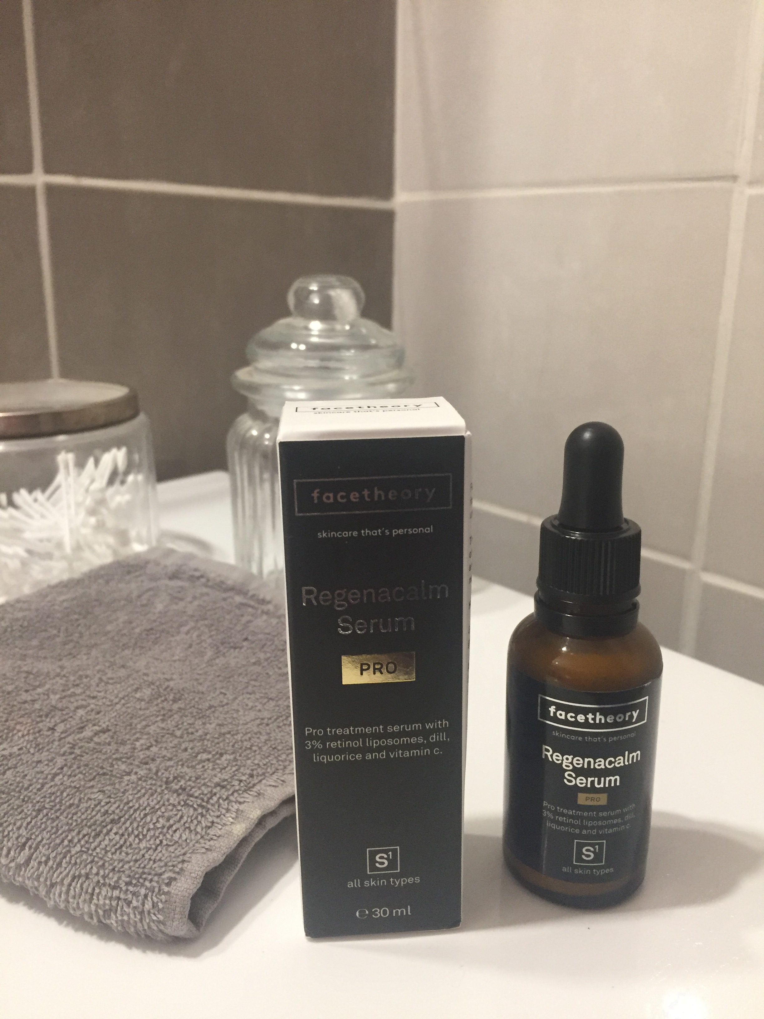 Regenacalm bottle and box on sink