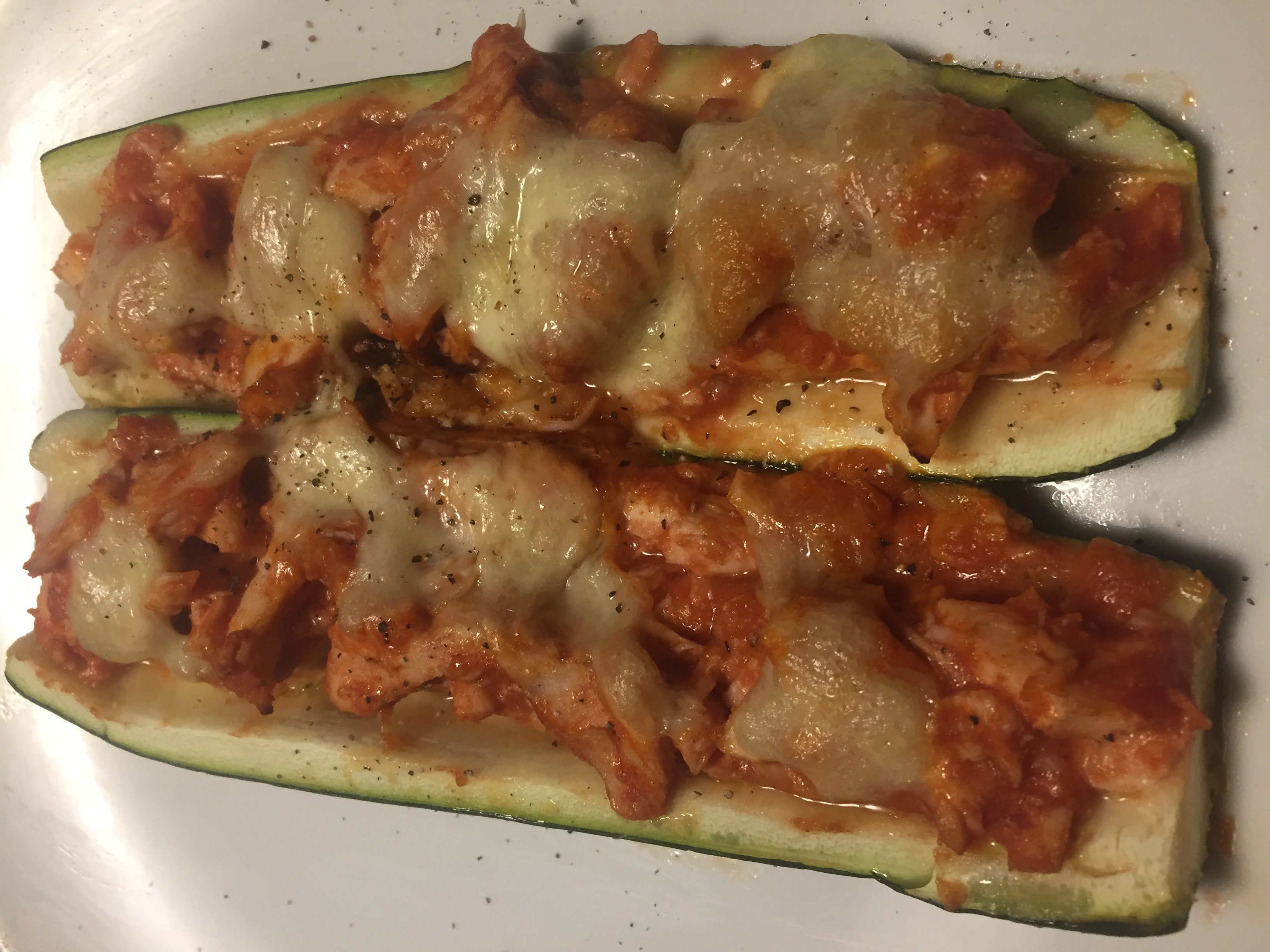 Low Carb Chicken Zucchini Boats on a plate